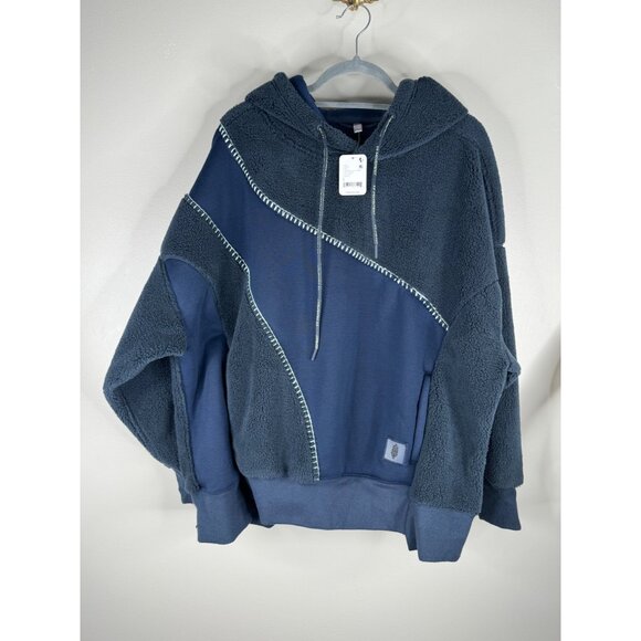 Free People Sprint To The Finish Cozy Hoodie Size S in Midnight Navy NWT - Picture 2 of 5